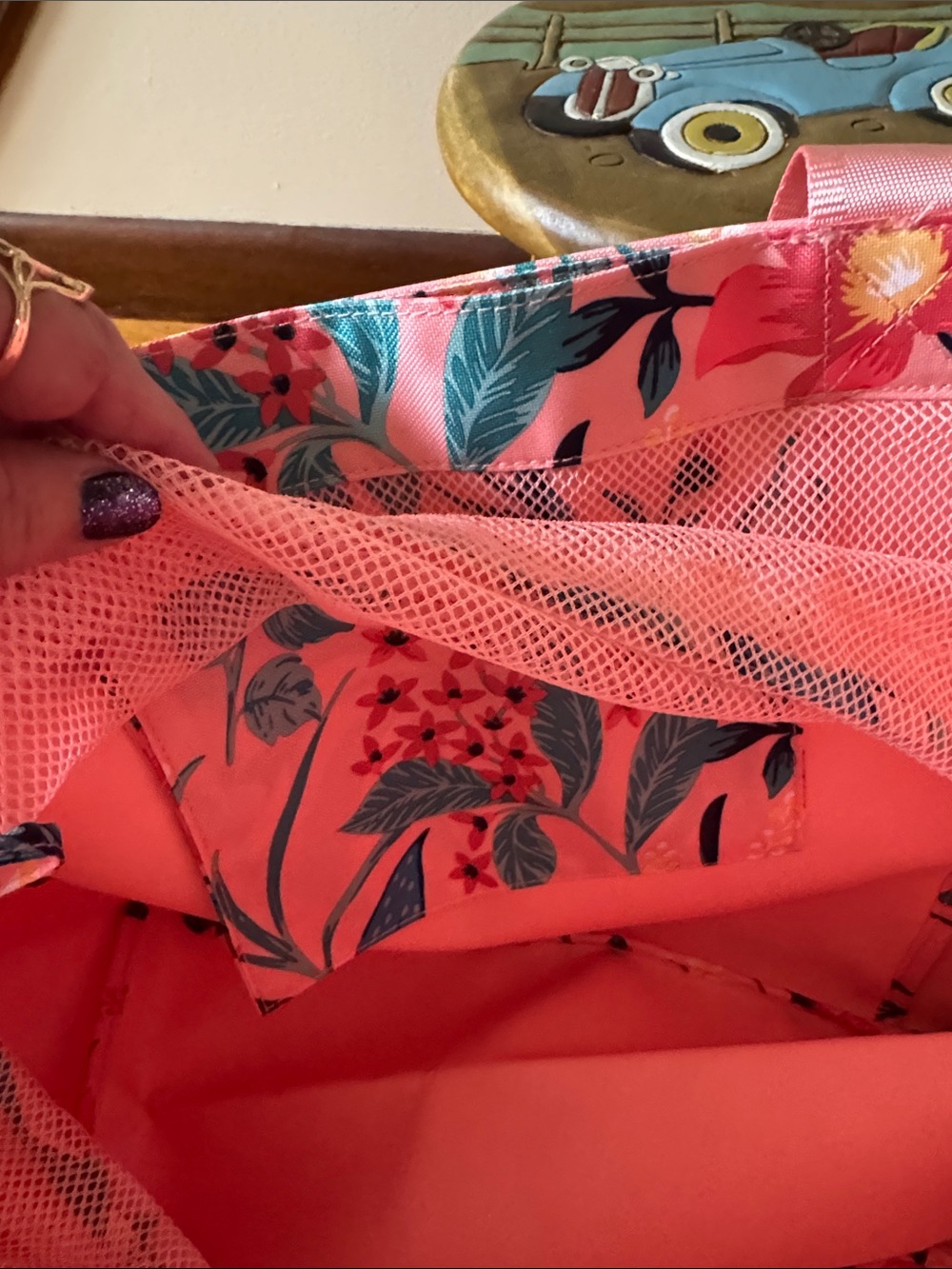 Vera Bradley ReActive
Drawstring Family Tote in the Paradise Bright Coral - Picture 7 of 11